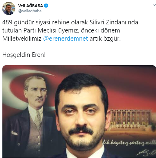 Veli Ağbaba'dan 'Eren Erdem' paylaşımı - Resim : 1