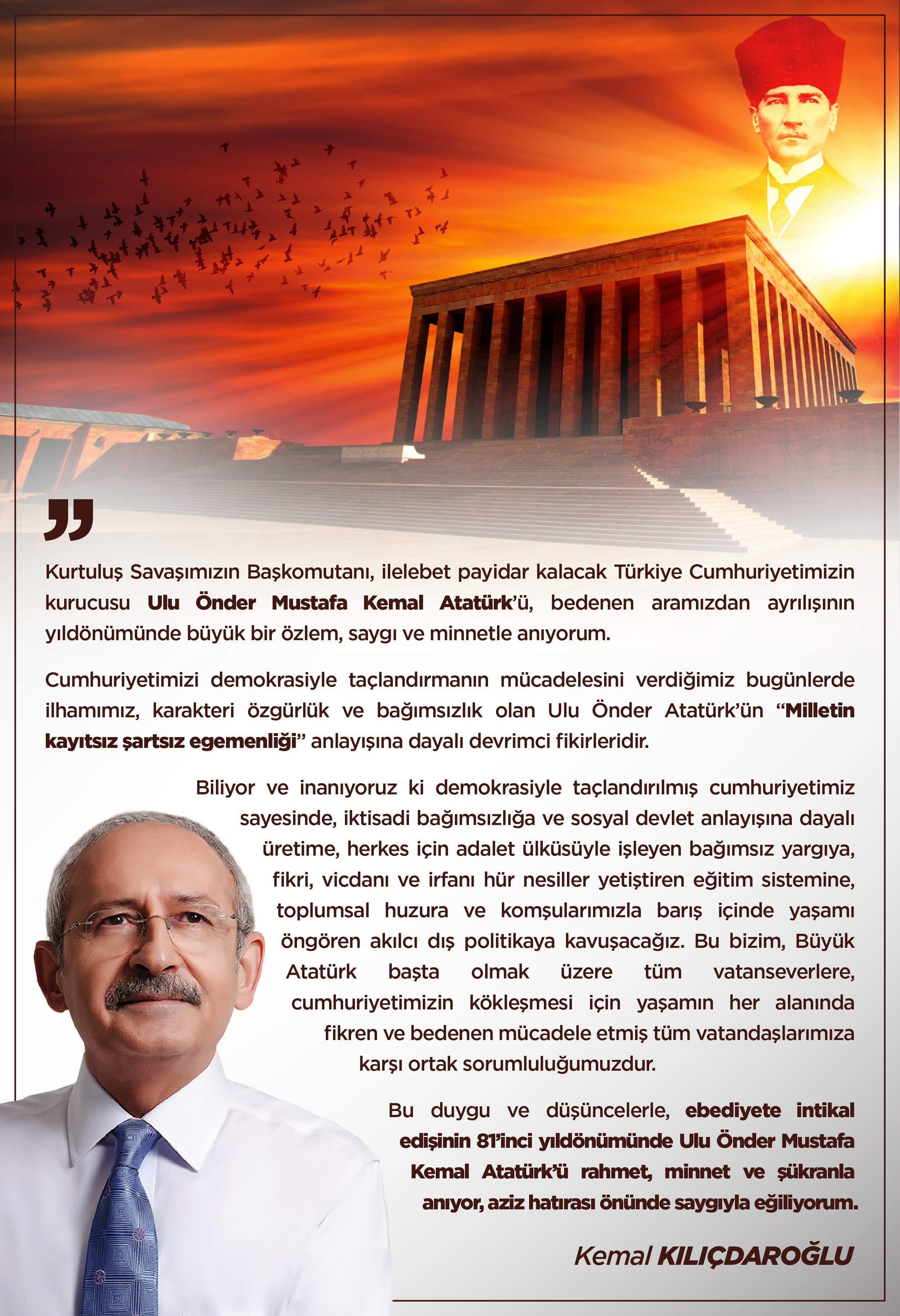 Kemal Kılıçdaroğlu'ndan anlamlı '10 Kasım' mesajı - Resim : 2