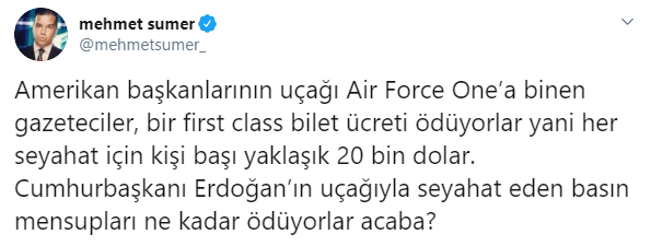 Erdoğan’ın uçağına binen gazeteciler ne kadar ödüyor? - Resim : 1
