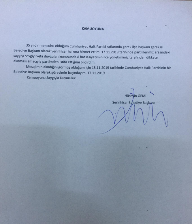 CHP'den istifa eden belediye başkanından yeni karar - Resim : 1