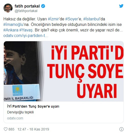Fatih Portakal'dan İmamoğlu ve Soyer'e: Vezir de yapar, rezil de.. - Resim : 1