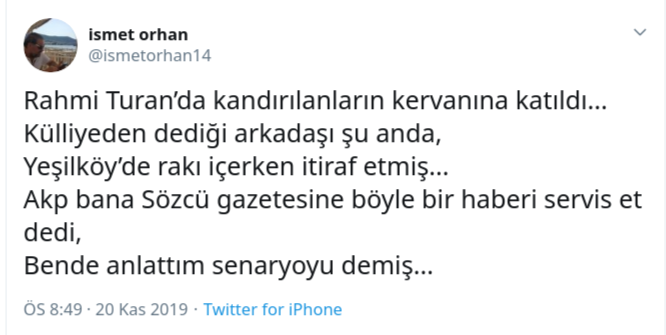 Kılıçdaroğlu'nun başdanışmanından ilginç Rahmi Turan tweeti - Resim : 1