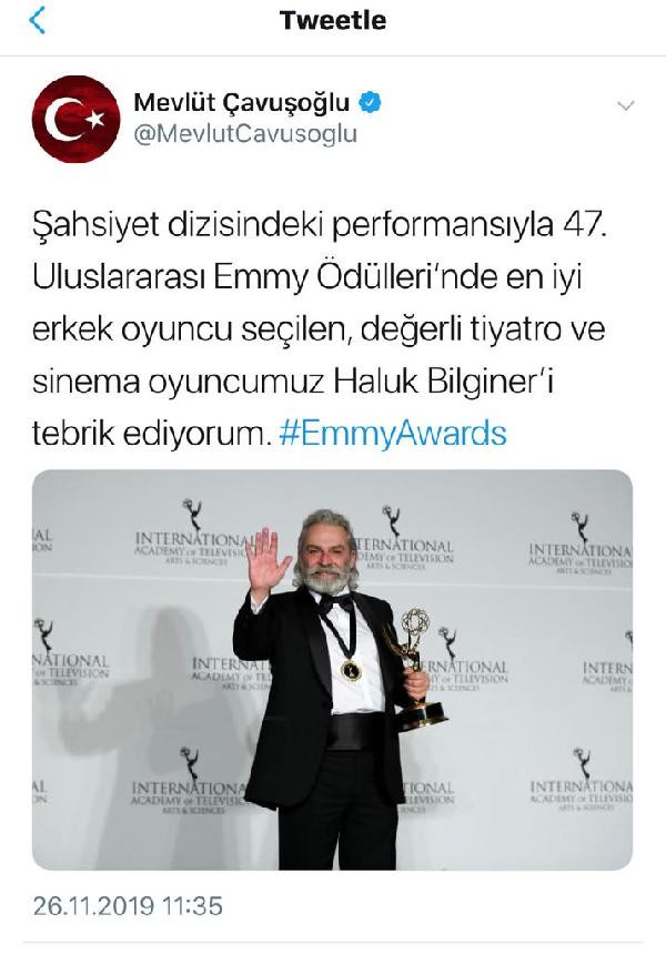 Hükümetten Haluk Bilginer'e tebrik - Resim : 1