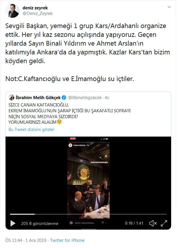 İmamoğlu, Tunç Soyer ve Kaftancıoğlu'nun katıldığı 'kaz yemeği' hakkında açıklama - Resim : 1