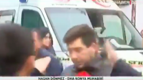 Konya'da bina çökmesi haberini yapan muhabir saldırıya uğradı
