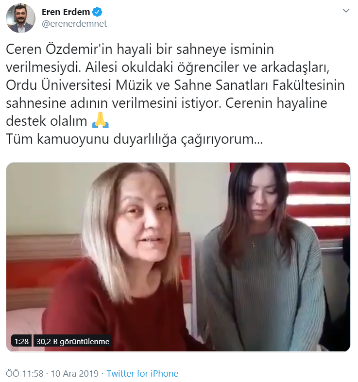 Eren Erdem'in Ceren Özdemir çağrısına, Çukurova Belediyesi sessiz kalmadı - Resim : 1