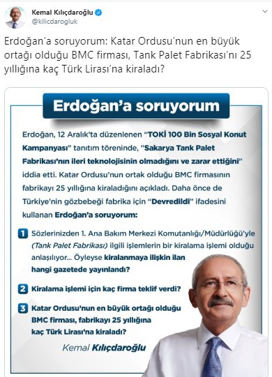 Kılıçdaroğlu, 'Tank - Palet Fabrikası' peşkeşinin peşini bırakmıyor! Erdoğan'a zor soru... - Resim : 2