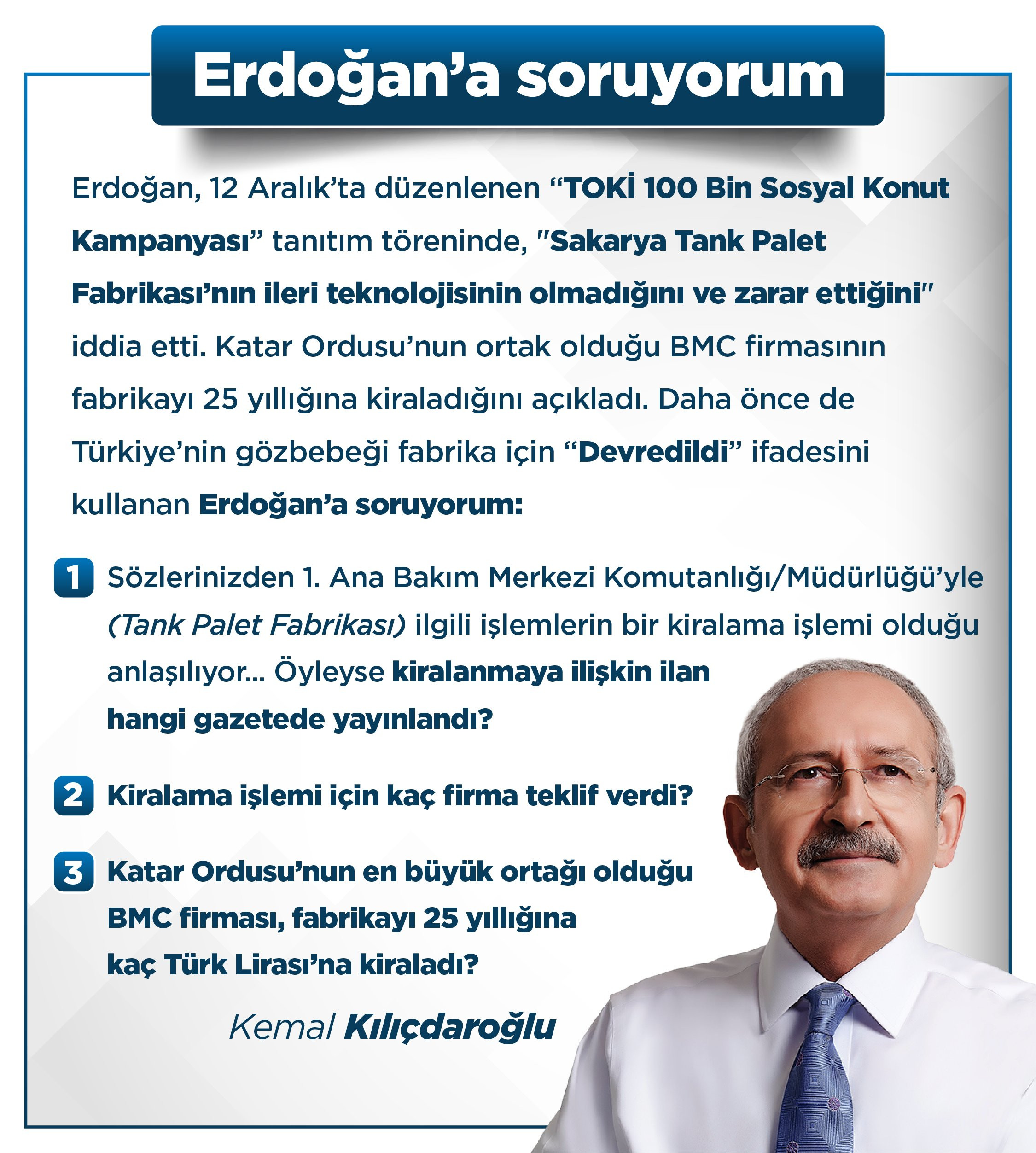 Kılıçdaroğlu, 'Tank - Palet Fabrikası' peşkeşinin peşini bırakmıyor! Erdoğan'a zor soru... - Resim : 1