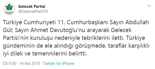 Abdullah Gül'den Ahmet Davutoğlu'na tebrik - Resim : 1