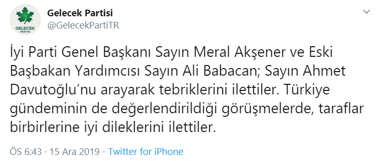 Meral Akşener ve Ali Babacan'dan Davutoğlu'na telefon - Resim : 1