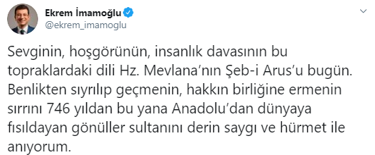 Ekrem İmamoğlu, Mevlana'yı andı - Resim : 1