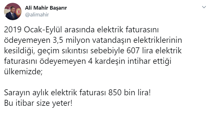 Saray'ın elektriği 850 bin lira; 9 ayda 3,5 milyon vatandaşın elektriği kesilmiş! - Resim : 1