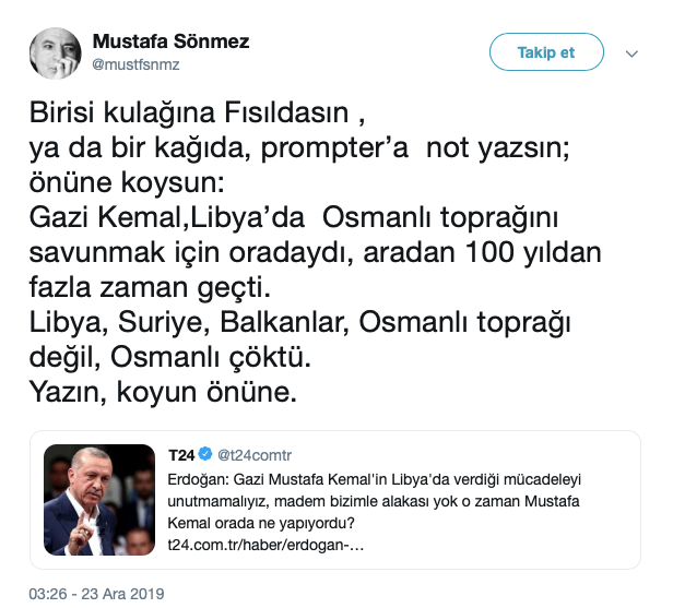 Erdoğan'a Mustafa Kemal yanıtı: Biri kâğıda not yazsın bunu önüne koysun - Resim : 1