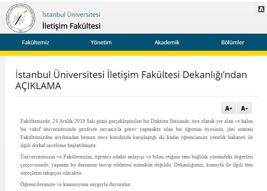 İstanbul Üniversitesi’nden taciz iddialarıyla ilgili açıklama geldi - Resim : 1