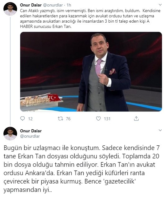 A Haber sunucusu Erkan Tan'ın avukat ordusuyla 3 bin TL'lik oyunu deşifre oldu - Resim : 1