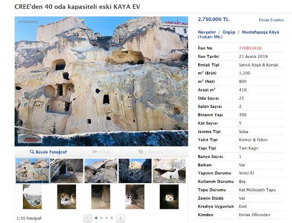 40 odalı mağara ev, 2 milyon 750 bin liraya satışa çıkarıldı - Resim : 2