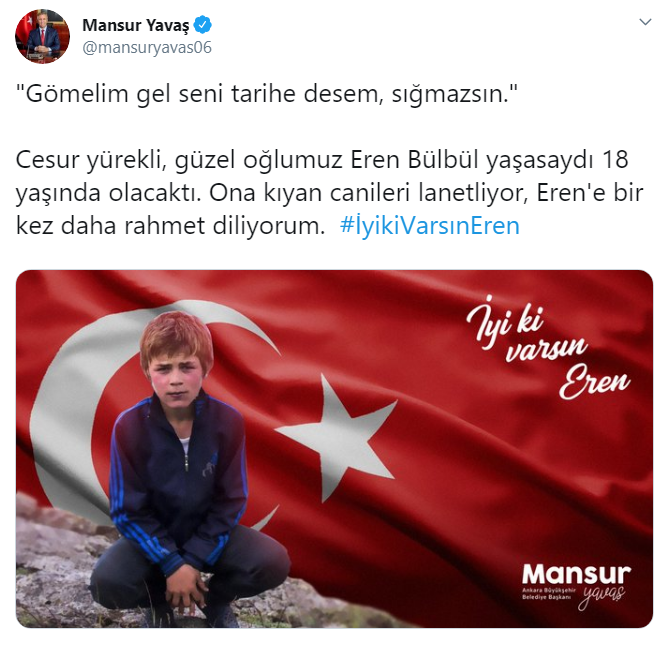 Ekrem İmamoğlu ve Mansur Yavaş unutmadı: İyi ki varsın Eren - Resim : 1