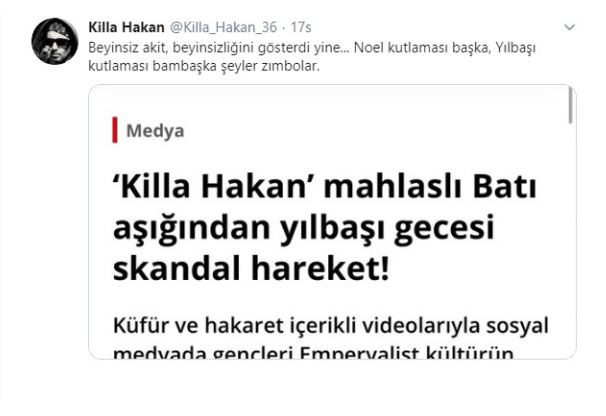 Rapçi Killa Hakan: Beyinsiz Akit, beyinsizliğini gösterdi yine.. - Resim : 1