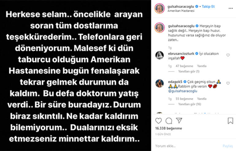 Gülşah Saraçoğlu hastanelik oldu - Resim : 1