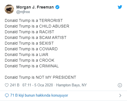 Morgan Freeman'dan dünya gündemine oturan Trump paylaşımı - Resim : 1