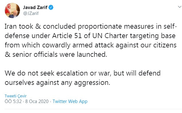 İran saldırılara devam edecek mi? Dışişleri Bakanı Cevad Zarif'ten açıklama - Resim : 1