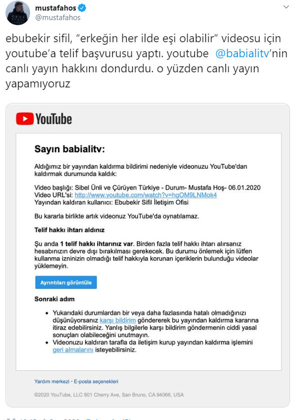 YouTube'dan Babiali TV'ye Ebubekir Sifil sansürü! - Resim : 2