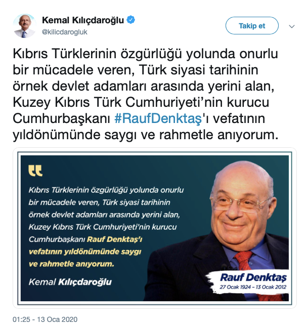 Kılıçdaroğlu'ndan Rauf Denktaş mesajı - Resim : 1