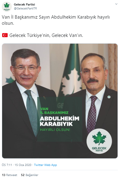 Davutoğlu'nun Gelecek Partisi'nin Van İl Başkanı belli oldu - Resim : 1