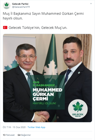 İşte Davutoğlu'nun Gelecek Partisi'nin Muş İl Başkanı - Resim : 1