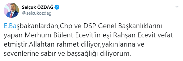Gelecek Partisi'nden Rahşan Ecevit'in vefatı sonrası ilk mesaj - Resim : 1