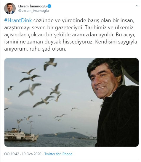 Ekrem İmamoğlu'ndan Hrant Dink mesajı - Resim : 1