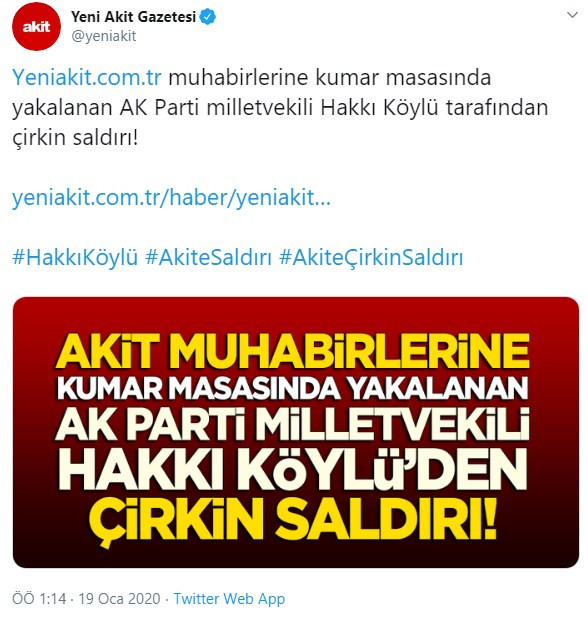 'AKP'li vekili kumar oynarken görüntüleyen Yeni Akit muhabirine saldırı' iddiası - Resim : 1