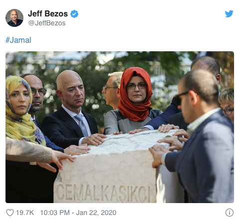 'Hacklendiği' iddia edilen Jeff Bezos'tan Kaşıkçı mesajı - Resim : 1