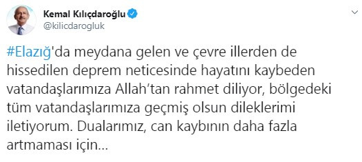 Kemal Kılıçdaroğlu'ndan depremde hayatını kaybedenler için taziye mesajı - Resim : 1