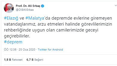 Diyanet İşleri Başkanı Ali Erbaş: Vatandaşlarımız camilerimizde geceyi geçirebilir - Resim : 1