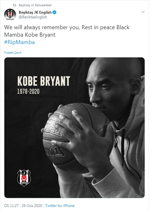 Beşiktaş'tan Kobe Bryant paylaşımı: Seni her zaman hatırlayacağız - Resim : 1