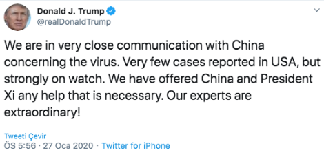 Trump'tan Çin'e koronavirüs teklifi - Resim : 1