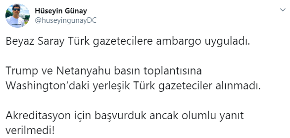Beyaz Saray'dan Türk gazetecilere ambargo! - Resim : 1