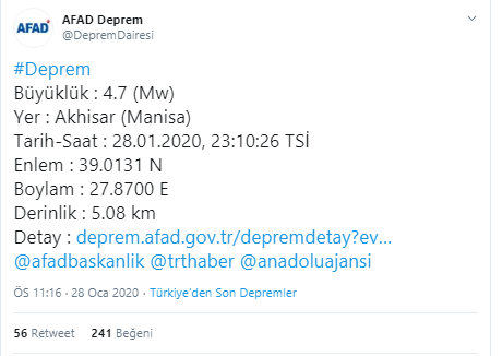 Manisa Akhisar'da 4.7 büyüklüğünde deprem - Resim : 1