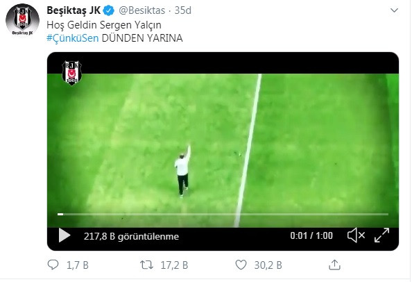 Beşiktaş'tan videolu Sergen Yalçın paylaşımı - Resim : 1