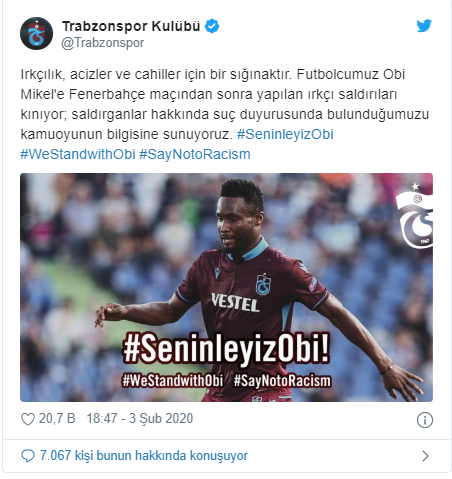 Trabzonspor'dan Obi Mikel'e yapılan ırkçı saldırı hakkında suç duyurusu - Resim : 2