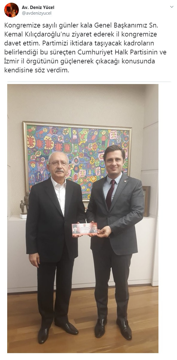CHP İzmir İl Başkanı Deniz Yücel'den Kılıçdaroğlu'na kongre daveti - Resim : 1