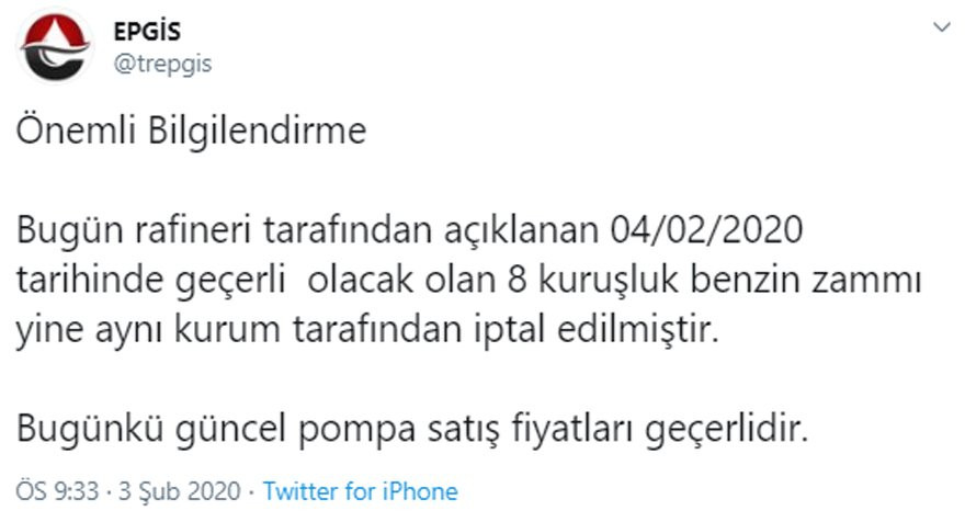 Bugün açıklanmıştı! Zam iptal edildi - Resim : 1