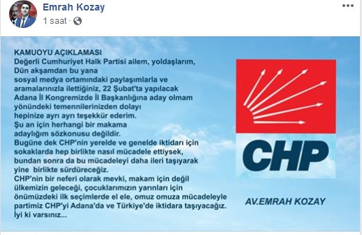 CHP Adana'da önemli gelişme! Emrah Kozay adaylık kararını verdi - Resim : 1