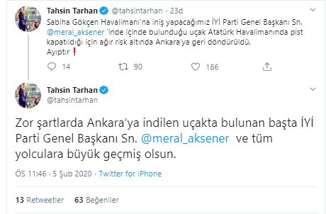 'Meral Akşener'in içinde bulunduğu uçak ağır risk altında Ankara’ya döndürüldü' - Resim : 1