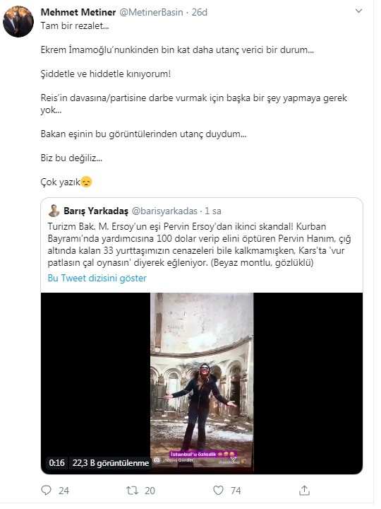 Bakan eşinin 'Vur patlasın, çal oynasın' görüntüleri AKP'li Metiner'i de isyan ettirdi - Resim : 2