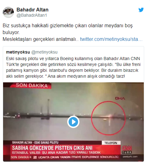 Kazayı yorumlarken yayından alınan eski pilot Bahadır Altan'dan CNN Türk'e tepki! - Resim : 2