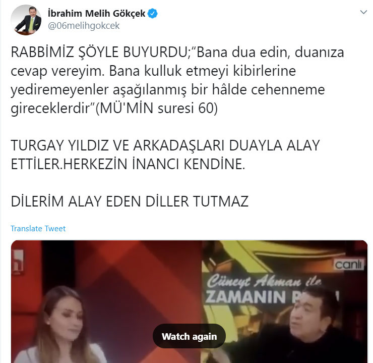 Melih Gökçek'e beddua ettiren dua - Resim : 1