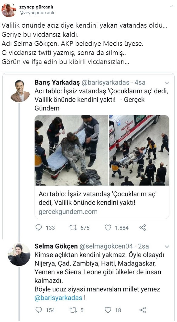 AKP'li meclis üyesinden 'çocuklarım aç' diyerek valilik önünde kendini yakan adam için vicdansız yorum - Resim : 4