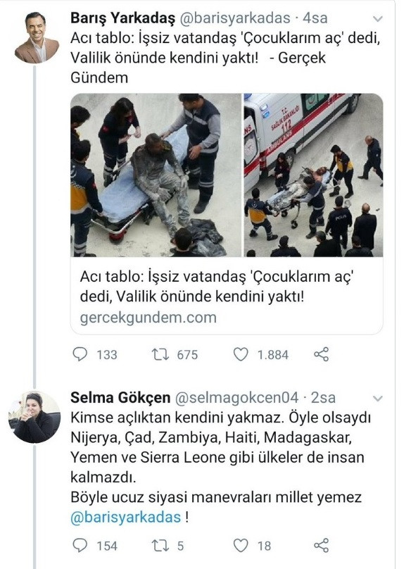 AKP'li meclis üyesinden 'çocuklarım aç' diyerek valilik önünde kendini yakan adam için vicdansız yorum - Resim : 1